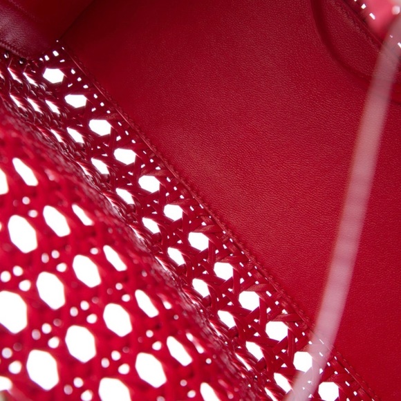 DIOR RED LEATHER caged python DIORISSIMO  tote. - Picture 7 of 8